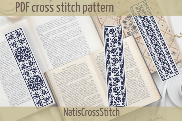 Folk Flowers Bookmark Cross Stitch Pattern