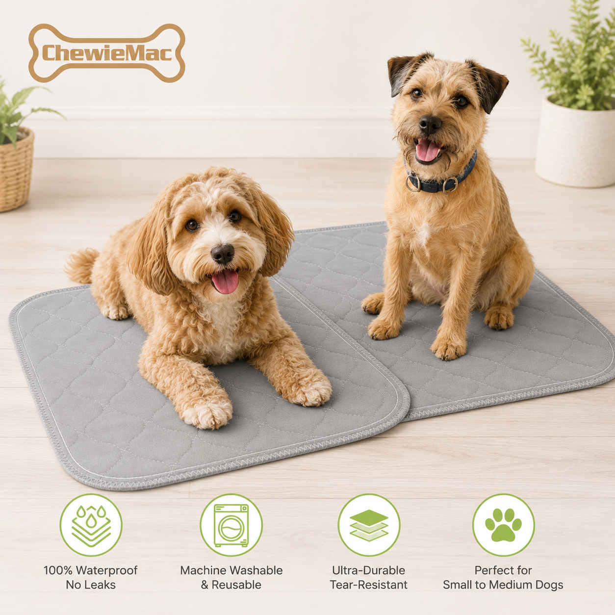 ChewieMac® Washable Reusable Pet Carrier Pads