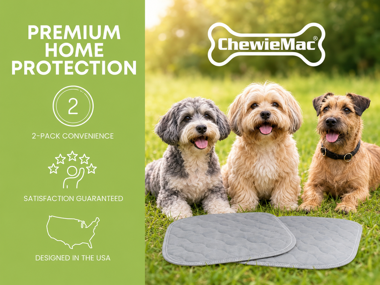 ChewieMac® Washable Reusable Pet Carrier Pads