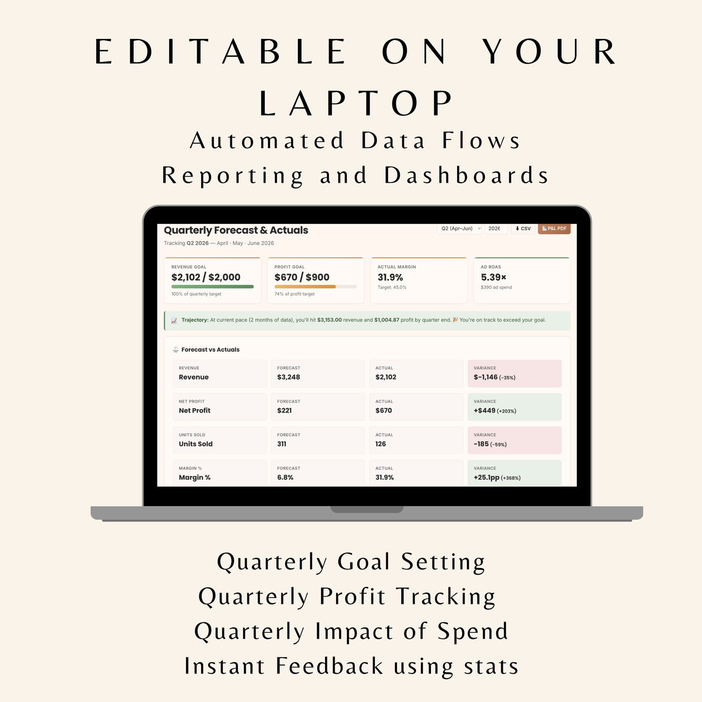 Etsy Seller Profit Dashboard HTML App, Local Browser Sales Tracker, Calculator, Break Even Tool