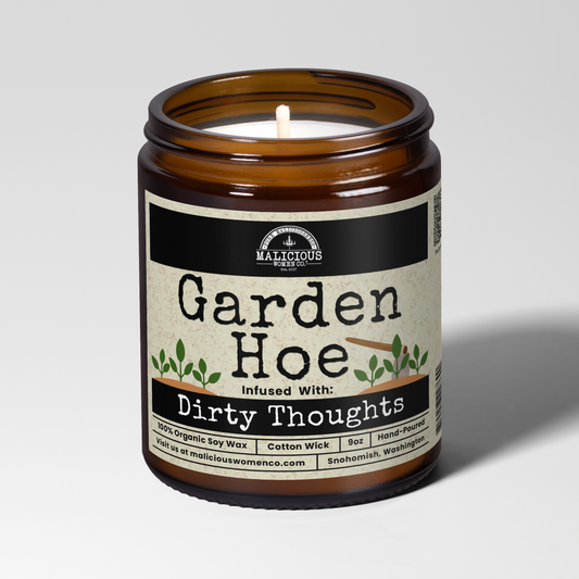Garden Hoe | Scent: Water Lotus & Bergamot | 9oz Funny Candle | Malicious Women Co
