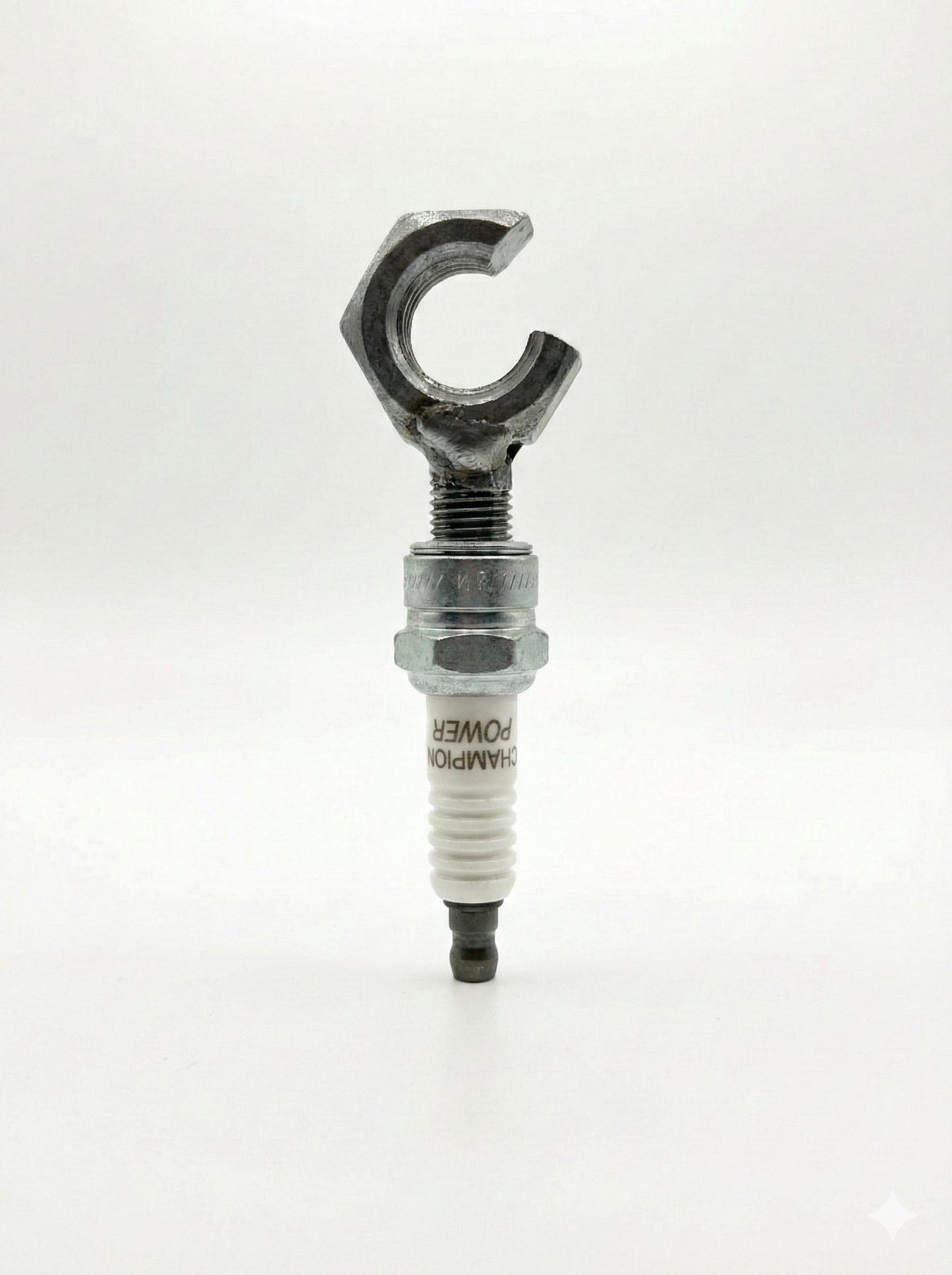 Spark Plug Bottle Opener, Metal w/White Enamel Accents