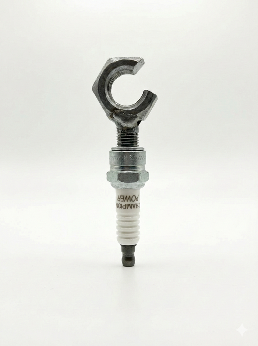 Spark Plug Bottle Opener, Metal w/White Enamel Accents