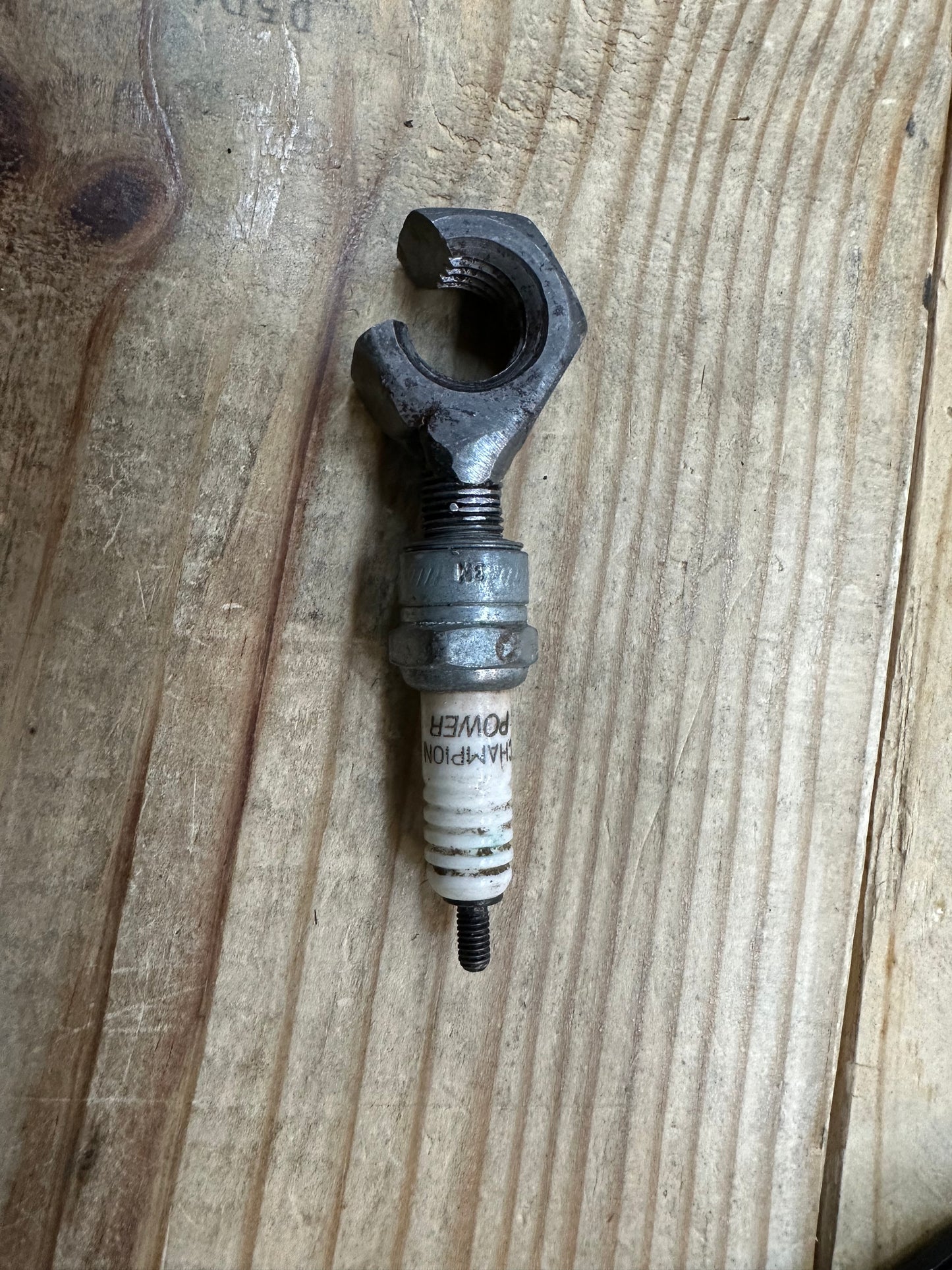 Spark Plug Bottle Opener, Metal w/White Enamel Accents