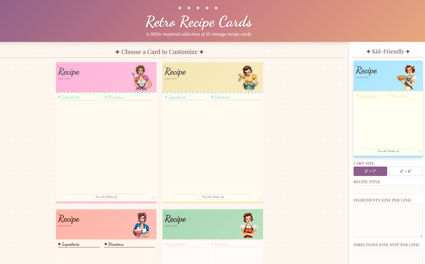Retro Recipe Card App, Local App Vintage Vibes