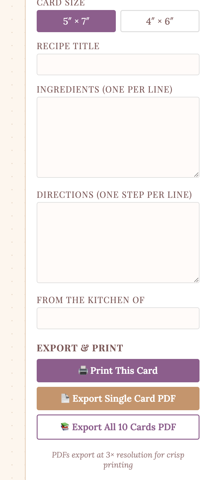 Retro Recipe Card App, Local App Vintage Vibes