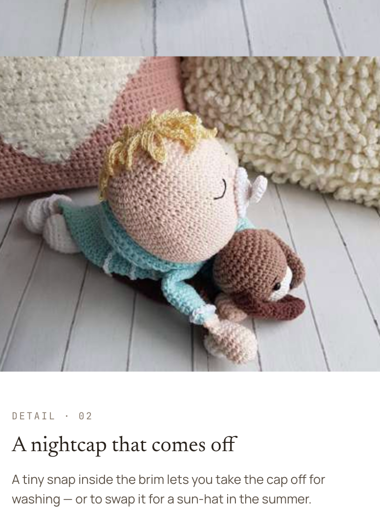 Images of the finished crochet of baby holding a puppy by CMH Goods