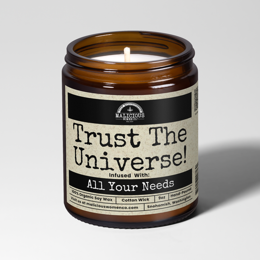 Trust The Universe! | Scent: Tobacco Flower | 9oz Witch Candle | Malicious Women Co
