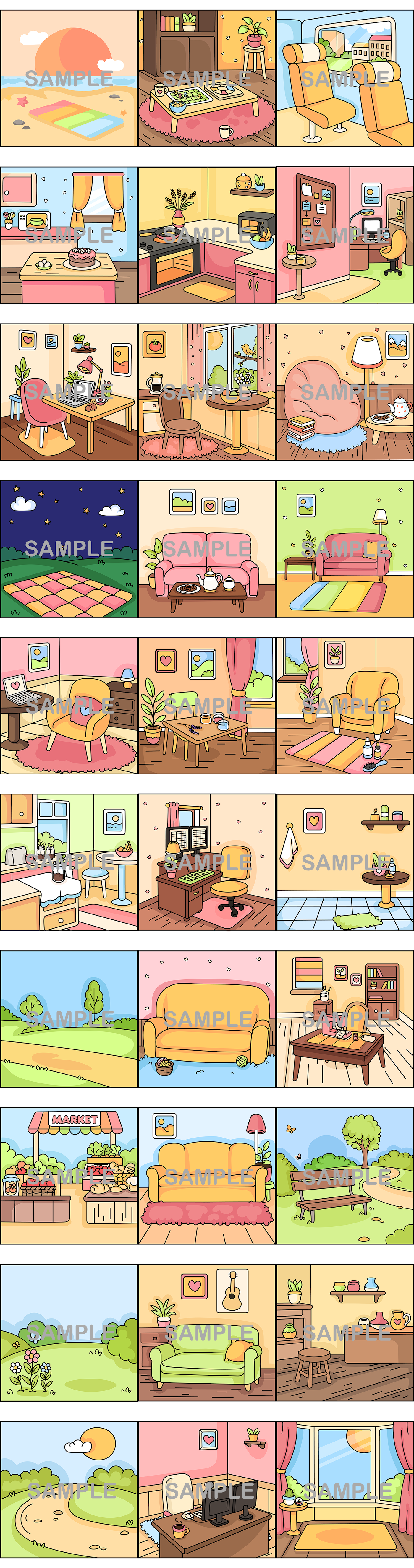Cozy Moments DFY Graphics Coloring Pack, HandDrawn PLR Designs