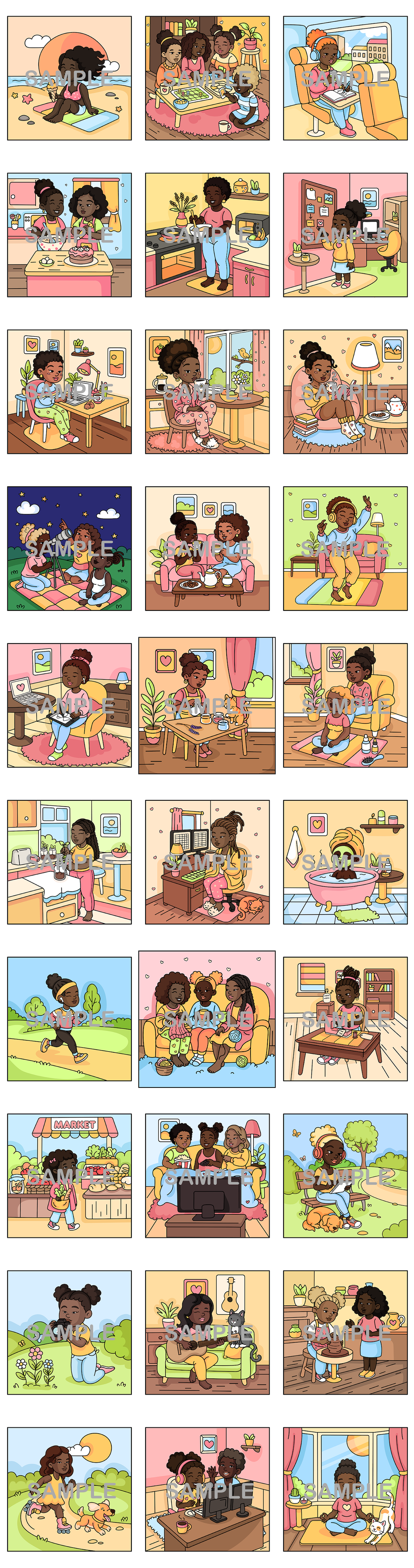 Cozy Moments DFY Graphics Coloring Pack, HandDrawn PLR Designs