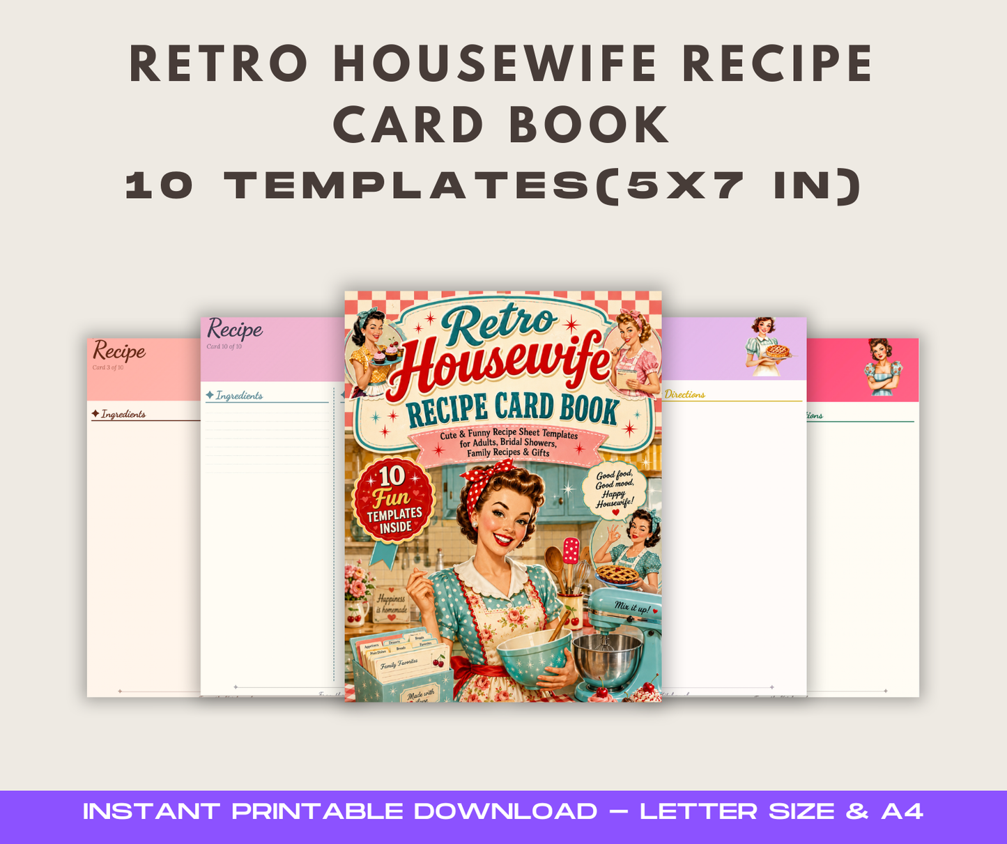 Retro Recipe Card App, Local App Vintage Vibes