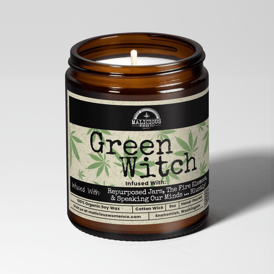 Green Witch | Scent: Exotic Hemp | 9oz Witch Candle | Malicious Women Co