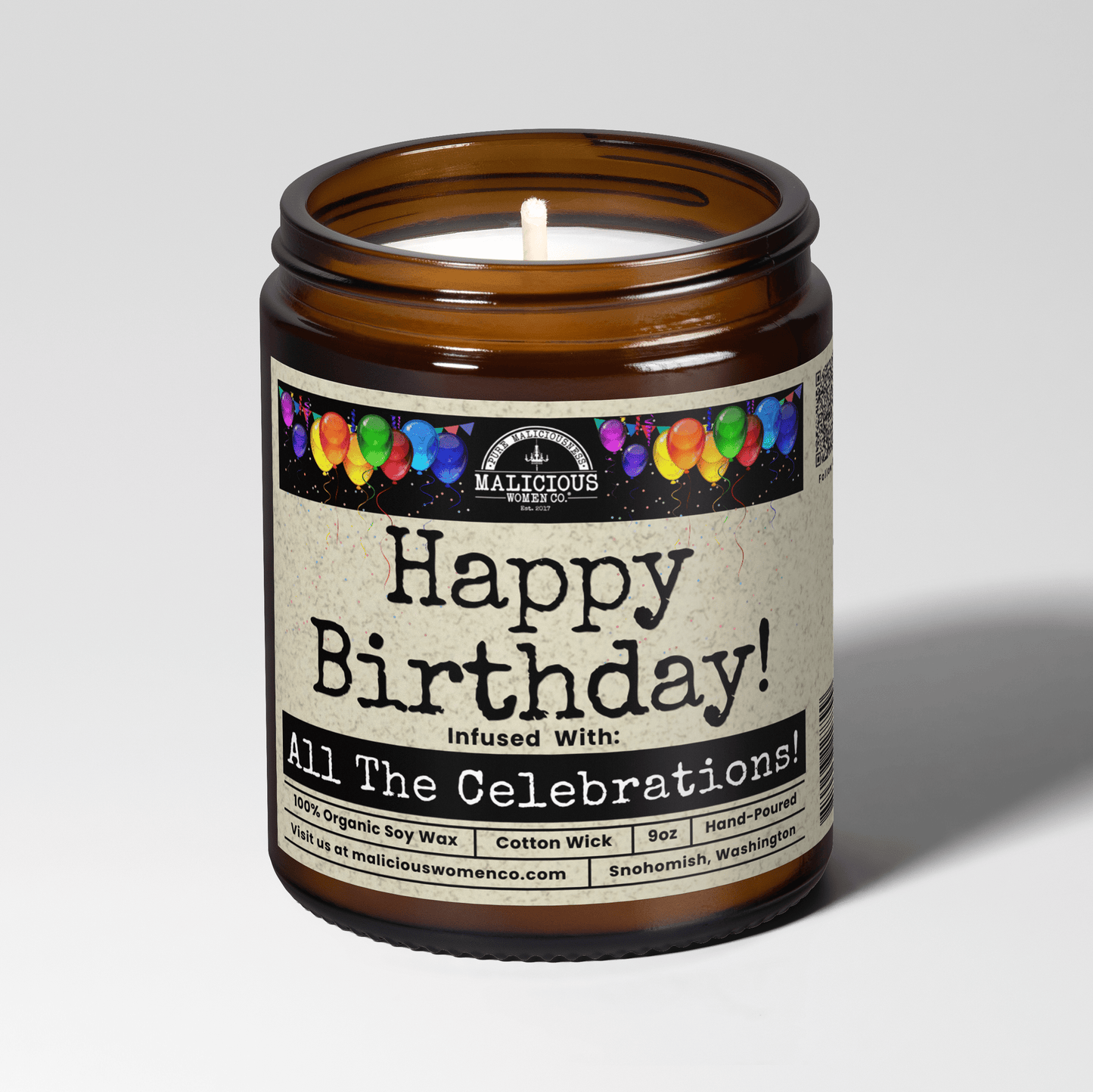 Happy Birthday | Scent: Grapefruit Negroni | 9oz Funny Candle | Malicious Women Co