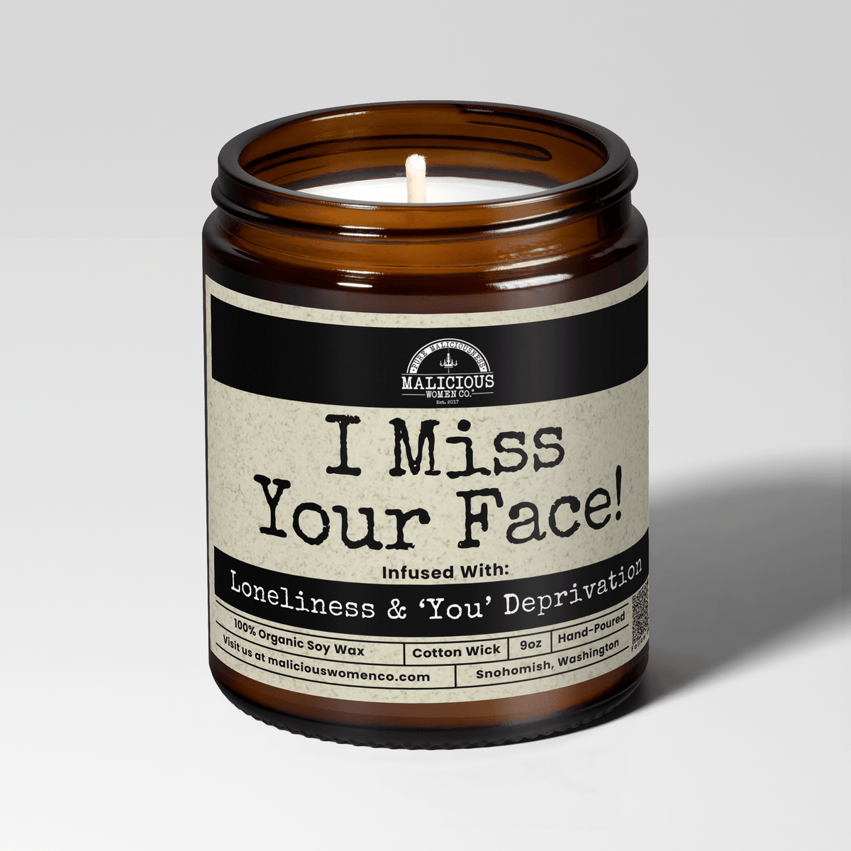 I Miss Your Face! | Scent: Berry Bellini | 9oz Bestie Candle | Malicious Women Co
