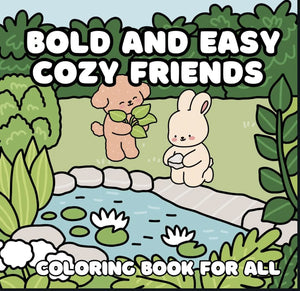 Bold and Easy Cozy Friends Coloring Book | 31 Adorable Cozy Hand Drawn Coloring Page Designs | Printable PDF Digital Download