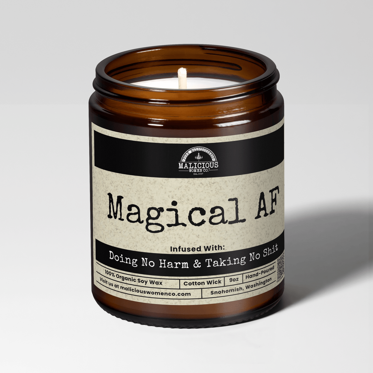 Magical Af | Scent: Exotic Hemp | 9oz Witch Candle | Malicious Women Co