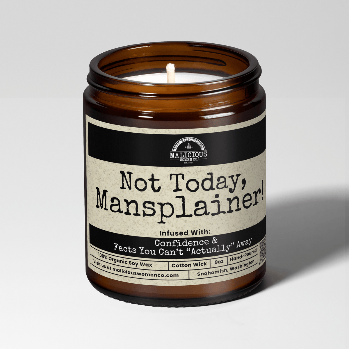 Not Today Mansplainer | Scent: Berry Bellini | 9oz Political Candle | Malicious Women Co