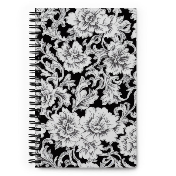 Floral Inspiration in Black and White Spiral notebook