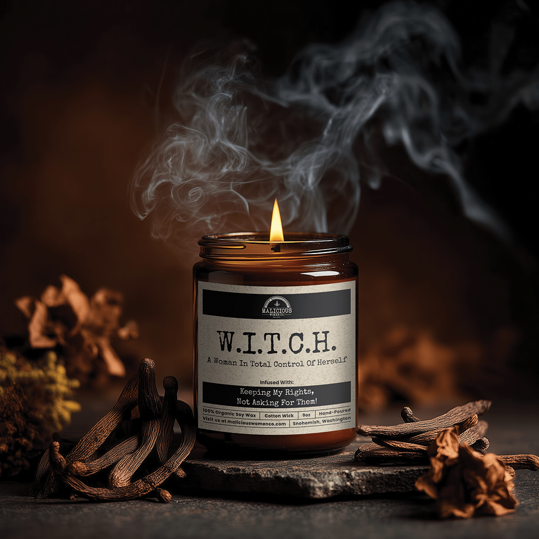 W.I.T.C.H | Scent: Verbena Sandalwood | 9oz Witch Candle | Malicious Women Co