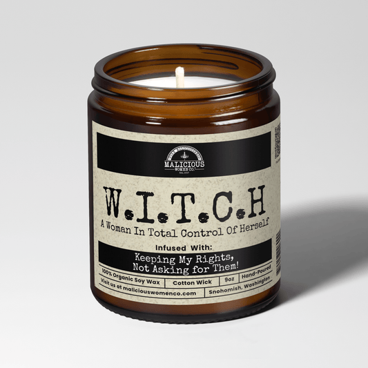 W.I.T.C.H | Scent: Verbena Sandalwood | 9oz Witch Candle | Malicious Women Co